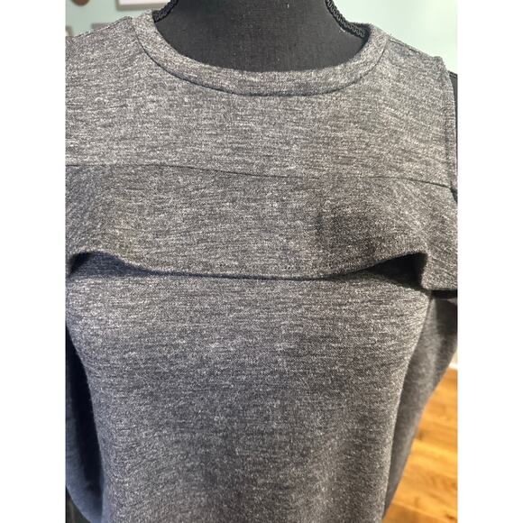 LOFT Gray Cold Shoulder Dress with Ruffle Detail – Long Sleeve Size XS - Picture 11 of 11